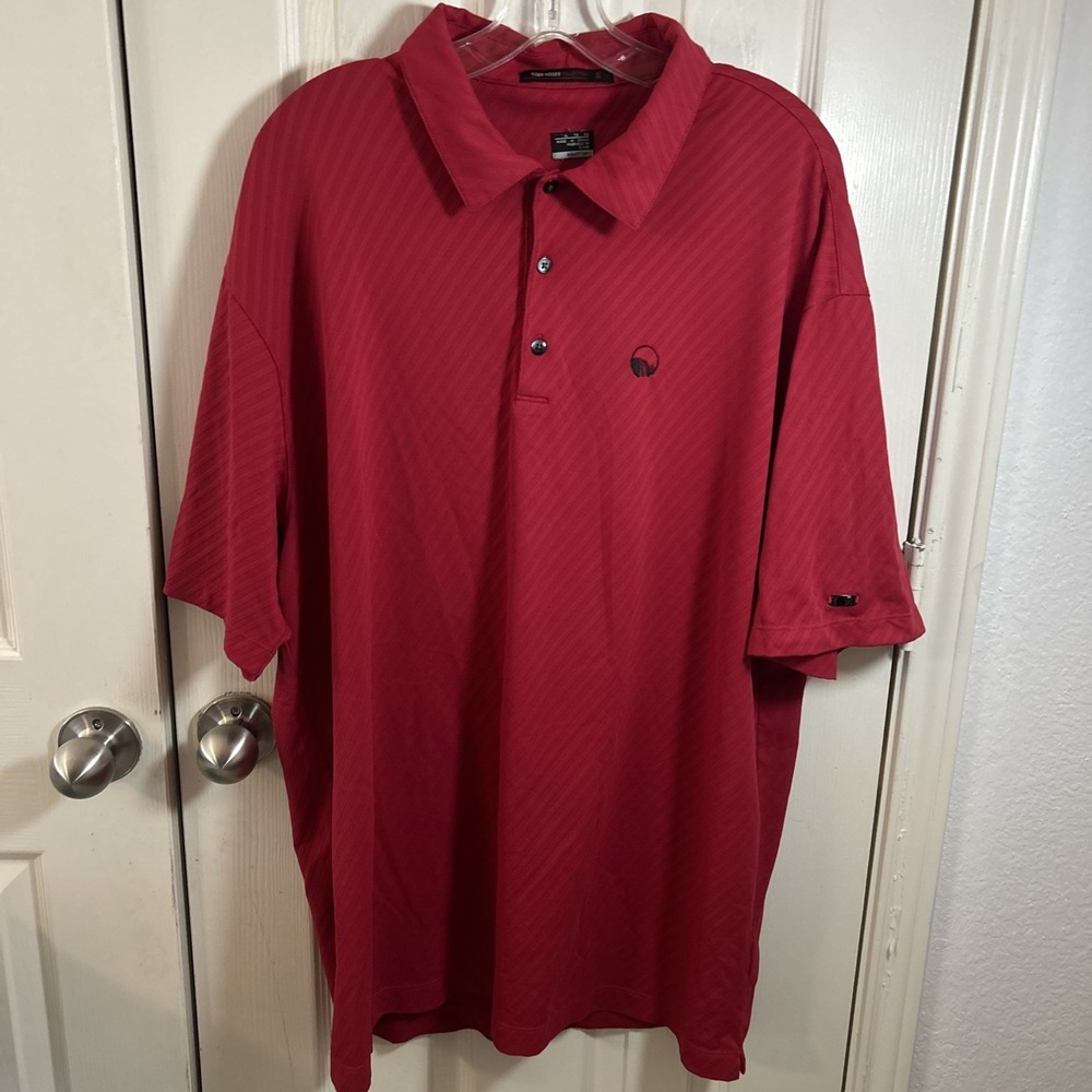 NIKE Dri Fit TIGER WOODS Short Sleeve Golf Polo Shirt Men's Size XL Red